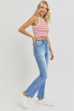 RISEN Full Size Distressed High-Rise Ankle Straight Jeans - Trendsi