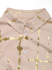 Camisa de manga larga con cuello y estampado Perfee