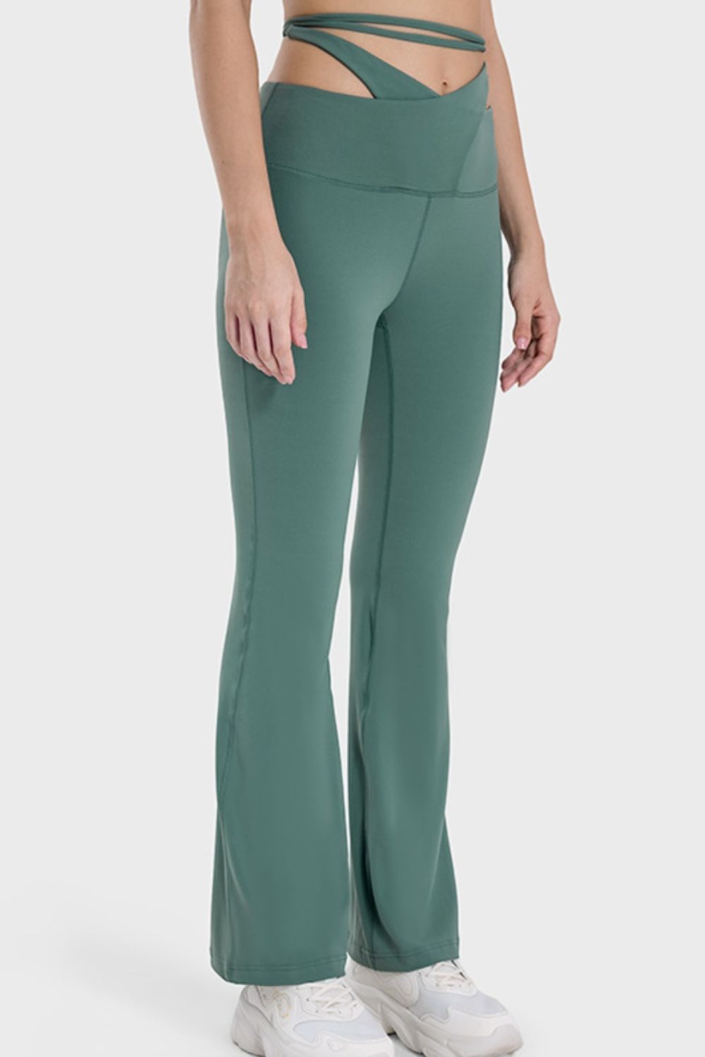 Tied Mid-Rise Waist Active Pants - Flyclothing LLC