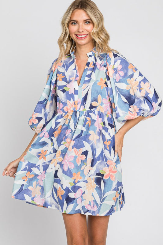 GeeGee Floral Print Mini Dress Trendsi