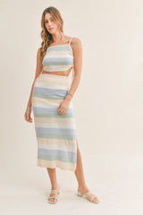 MABLE Striped Knit Cami and Midi Skirt Set Trendsi