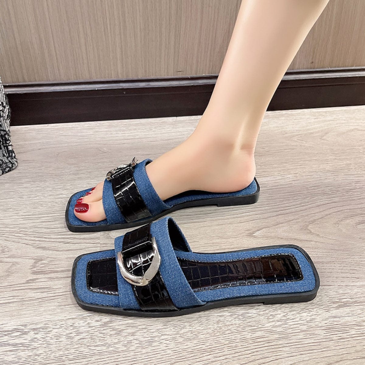 Buckle Trim Open Toe Sandals - Trendsi