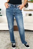 Judy Blue Full Size Mid Rise Release Hem Jeans - Trendsi