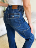 Judy Blue Full Size High Waist Straight Cargo Jeans - Trendsi