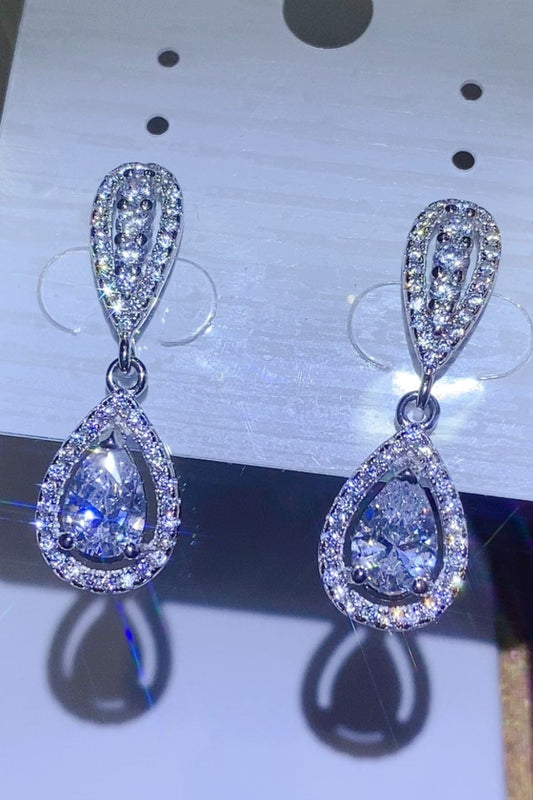 2 Carat Moissanite 925 Sterling Silver Teardrop Earrings - Trendsi