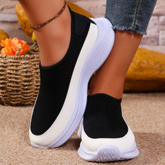 Mesh Contrast Flat Slip-Ons - Trendsi