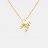 Gold-Plated Letter Pendant Necklace Trendsi