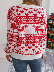 Christmas Element Round Neck Long Sleeve Sweater - Trendsi