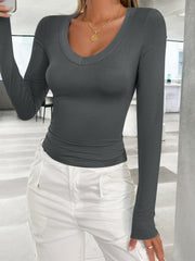 V-Neck Long Sleeve T-Shirt