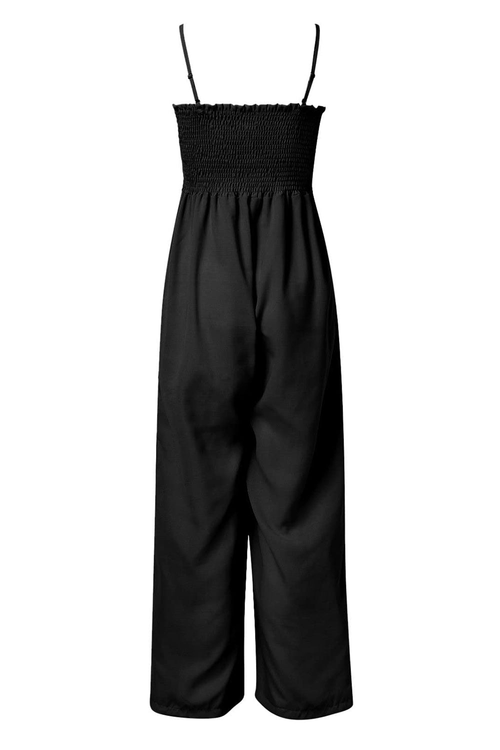 Smocked Spaghetti Strap Wide Leg Jumpsuit - Flyclothing LLC