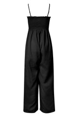 Smocked Spaghetti Strap Wide Leg Jumpsuit - Flyclothing LLC