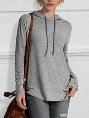 Drawstring Long Sleeve Hoodie - Trendsi