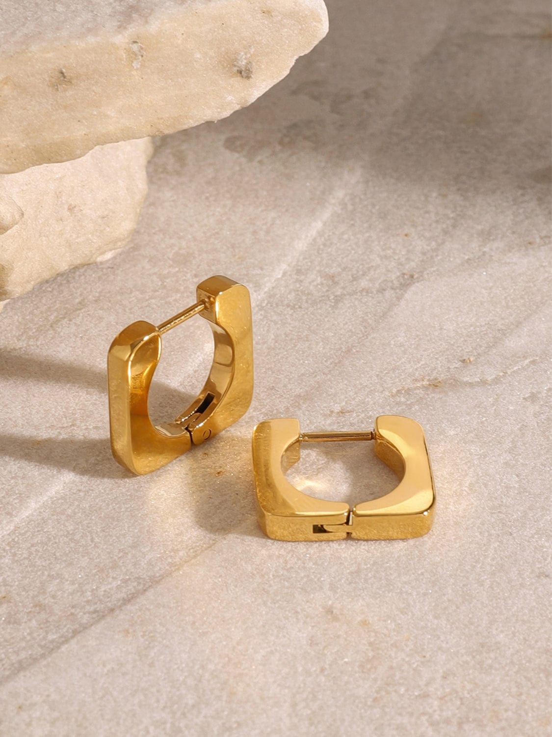 18K Gold-Plated Stainless Steel Square Earrings - Trendsi