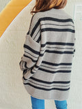 Striped Round Neck Long Sleeve Sweater