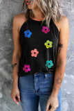 Sequin Flower Round Neck Tank Trendsi