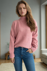 Ribbed Turtleneck Raglan Sleeve Sweater