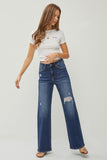 RISEN Full Size High Rise Distressed Wide Leg Jeans - Trendsi