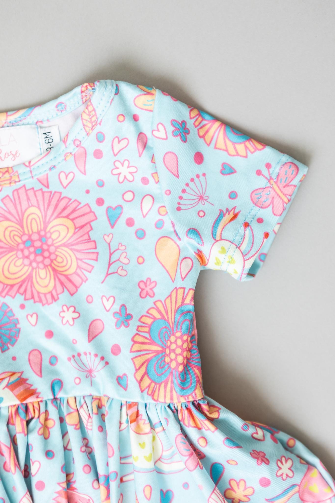 Blue Retro Unicorns S/S Twirl Bodysuit - Mila & Rose ®