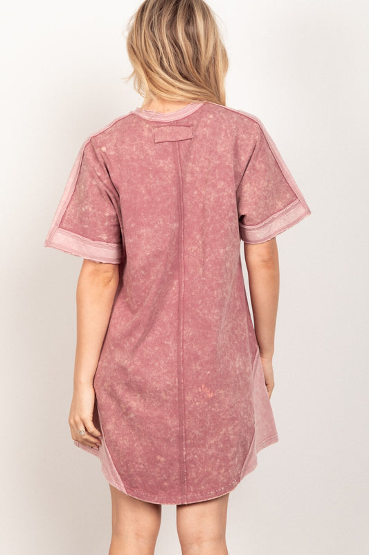 VERY J Short Sleeve V-Neck Tee Dress Trendsi