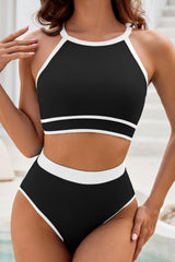 Crisscross Contrast Trim Bikini Set - Trendsi