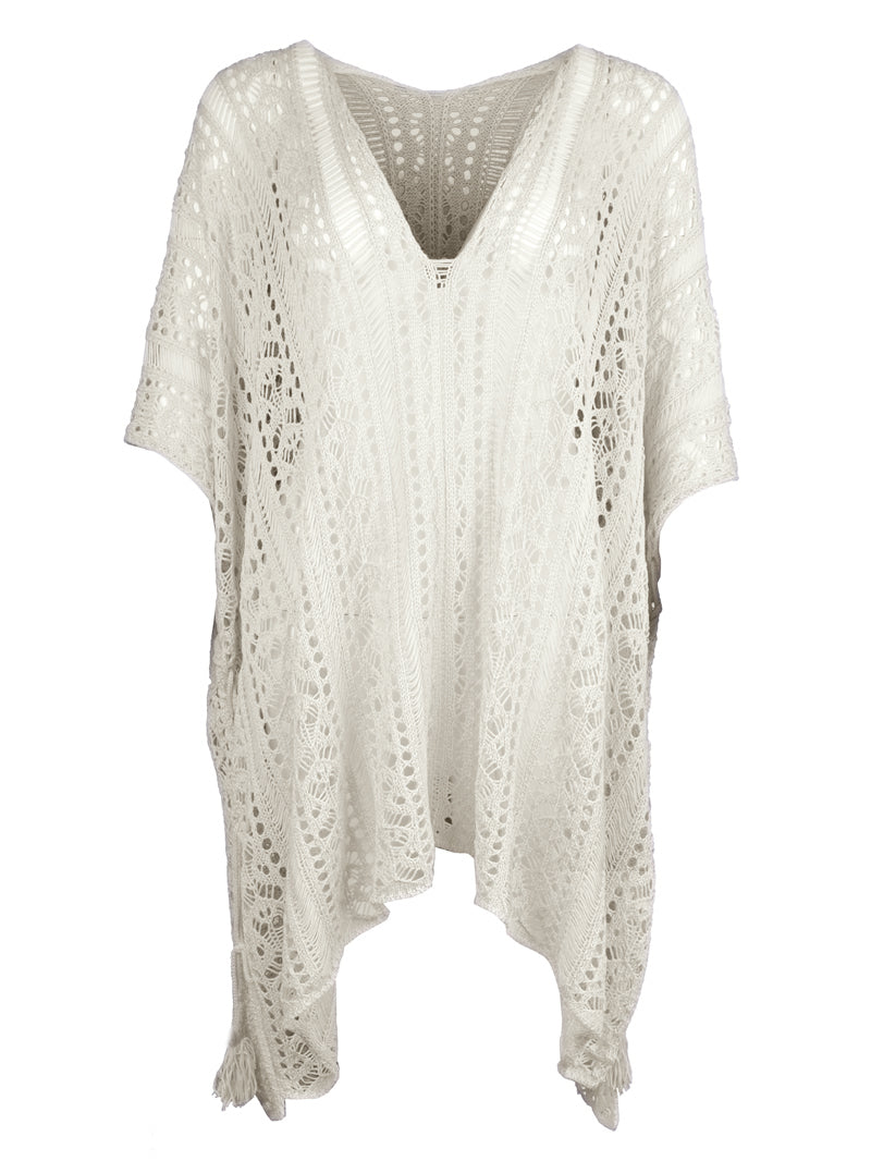 Cutout V-Neck Cover-Up with Tassel - Flyclothing LLC