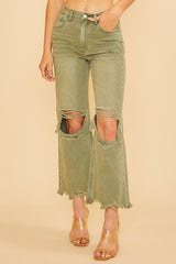 Annie Wear Distressed Raw Hem Jeans - Trendsi