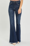 RISEN High Waist Raw Hem Flare Jeans - Flyclothing LLC