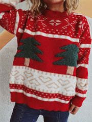 Christmas Tree Mock Neck Long Sleeve Sweater - Trendsi