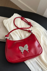 Butterfly PU Leather Knotted Strap Shoulder Bag - Trendsi