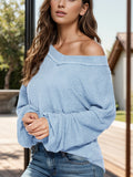 Dropped Shoulder Long Sleeve Knit Top