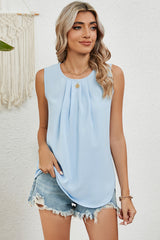 Ruched Round Neck Tank Trendsi