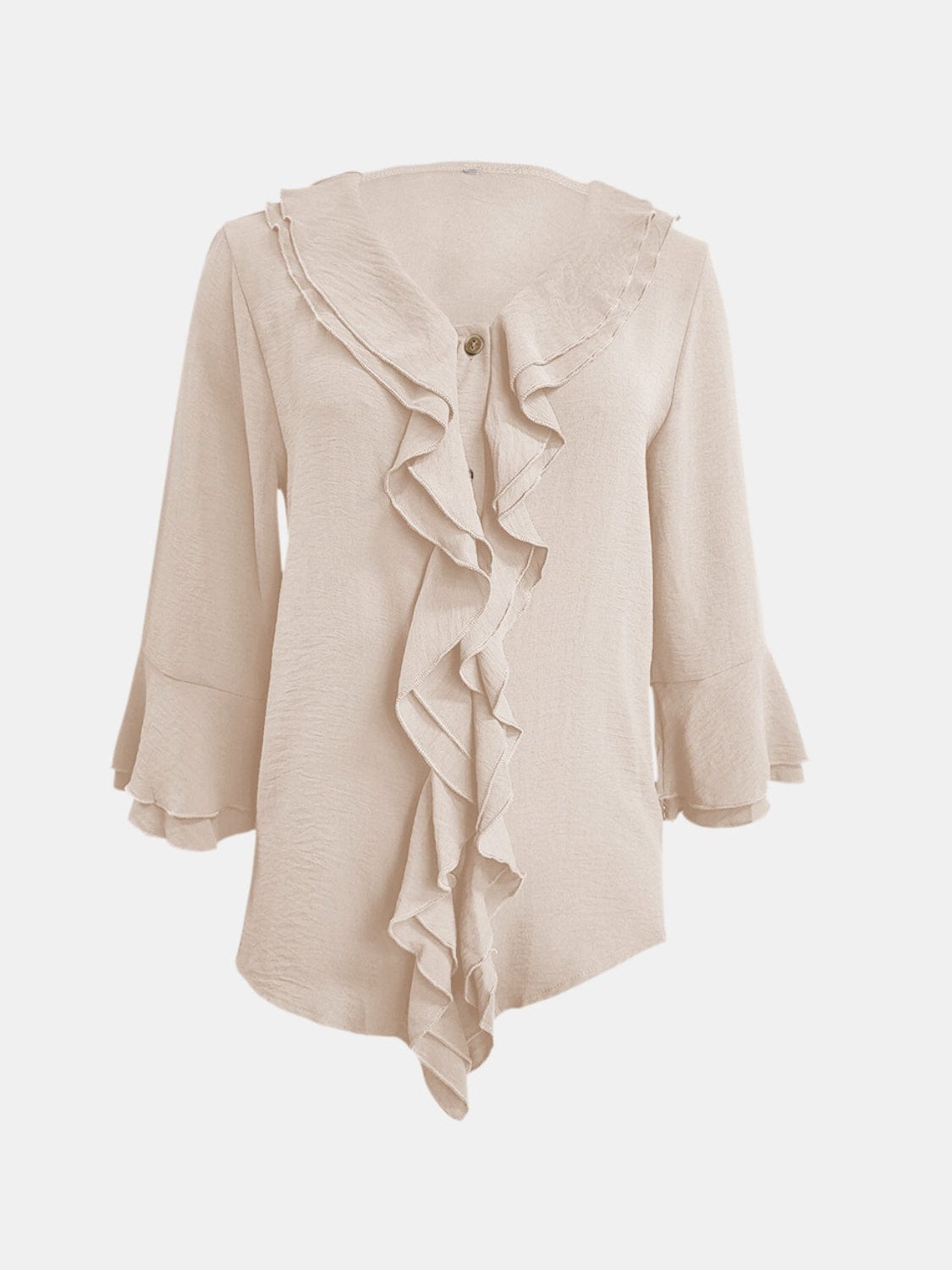 Full Size Ruffled V-Neck Flounce Sleeve Blouse - Trendsi