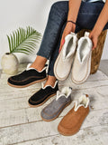 Faux Fur Round Toe Flat Sneakers