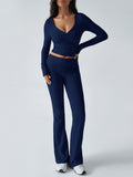 Devine Ruched Long Sleeve Top and Pants Set