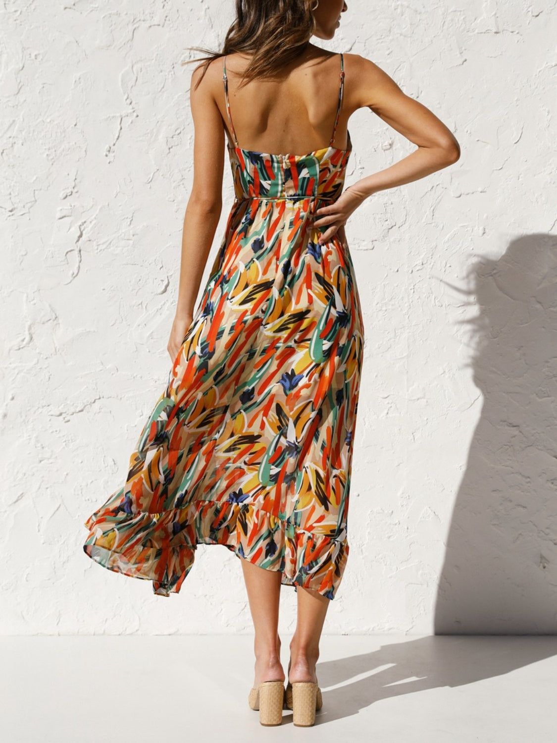 Printed Sleeveless Midi Cami dress - Flyclothing LLC