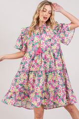 SAGE + FIG Floral Ruffle Short Sleeve Dress Trendsi