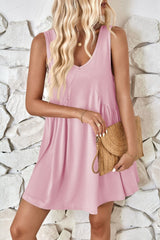 Plunge Wide Strap Mini Tank Dress - Trendsi