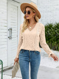 Lace V-Neck Flounce Sleeve Blouse - Flyclothing LLC