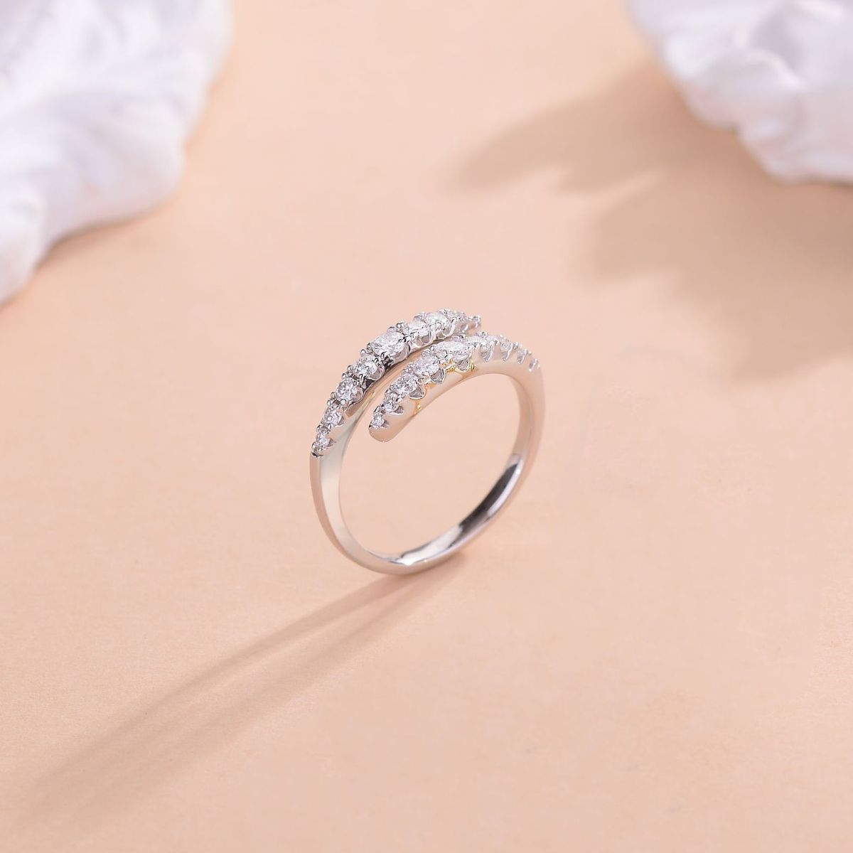 925 Sterling Silver Moissanite Bypass Ring Trendsi