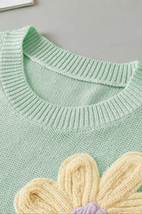 Crochet Flower Round Neck Sweater Vest