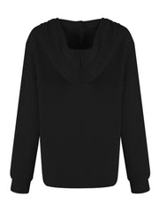 Drawstring Quarter Button Long Sleeve Hoodie - Trendsi