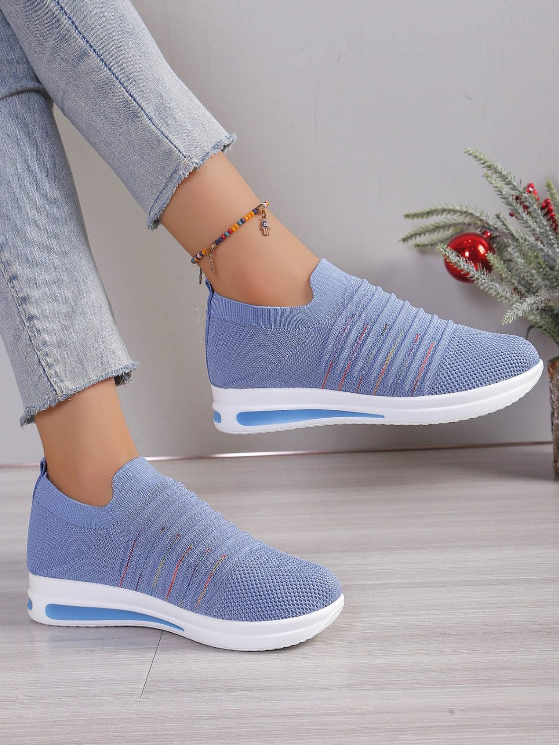 Breathable Mesh Wedge Sneakers - Trendsi