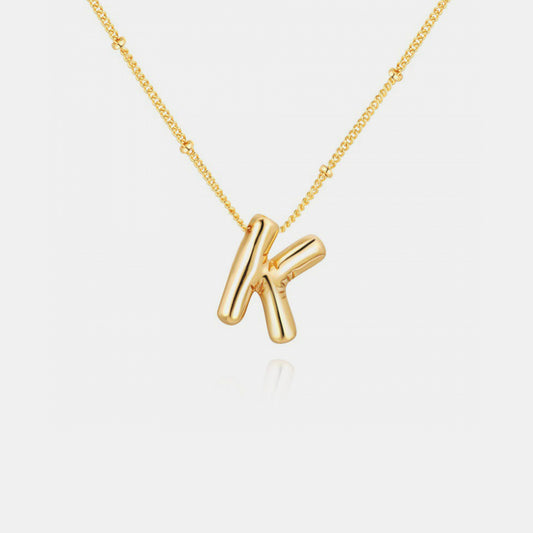 Gold-Plated Letter Pendant Necklace Trendsi