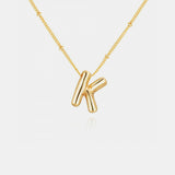 Gold-Plated Letter Pendant Necklace Trendsi