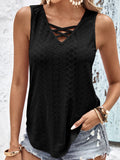 Eyelet Wide Strap Tank - Flyclothing LLC