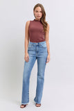 Judy Blue Full Size Raw Hem High Rise Bootcut Jeans - Trendsi