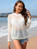 Heart Openwork Long Sleeve Cover-Up - Flyclothing LLC