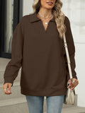 Johnny Collar Long Sleeve Sweatshirt - Trendsi