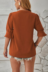 Notched Half Sleeve Blouse Trendsi