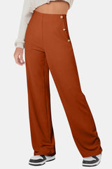 Decorative Button High Rise Pants - Trendsi